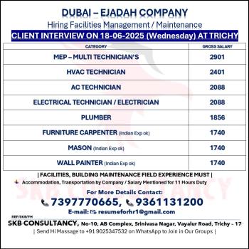 HIRING FOR DUBAI