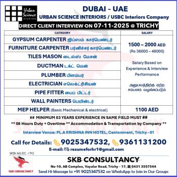 WANTED FOR DUBAI - UAE