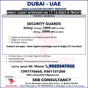 WANTED FOR DUBAI